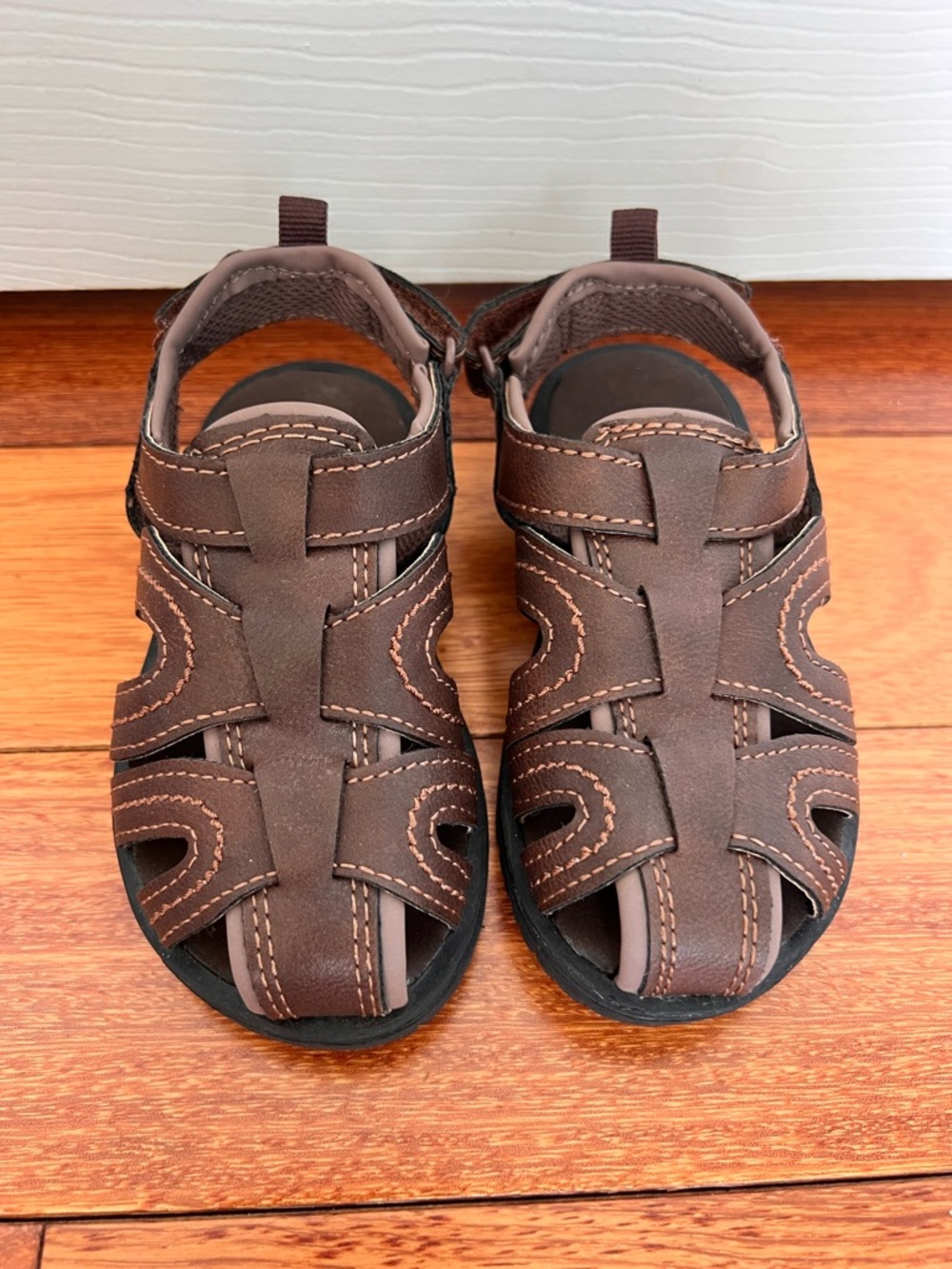Carter's Brown Boys Closed-Toe Leather-Look Sandals